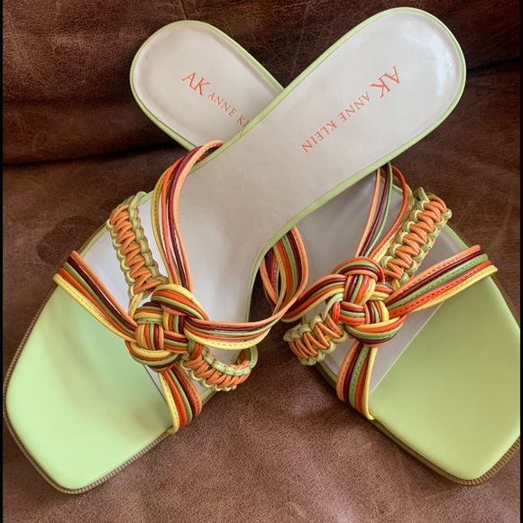 AK Anne Klein Light Green Multi Sandals Size 9M - Picture 1 of 5